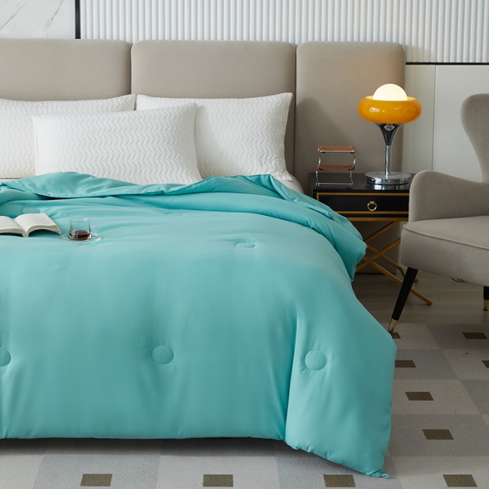 91家纺网 家纺一手货源 找家纺 爱宝被业 2025新款亲肤棉被被子被芯系列 水绿色