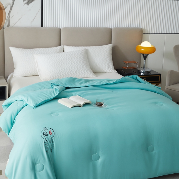 91家纺网 家纺一手货源 找家纺 爱宝被业 2025新款亲肤棉被被子被芯系列 水绿色