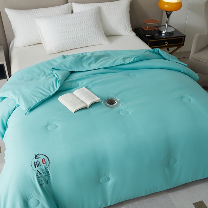 91家纺网 家纺一手货源 找家纺 爱宝被业 2025新款亲肤棉被被子被芯系列 水绿色