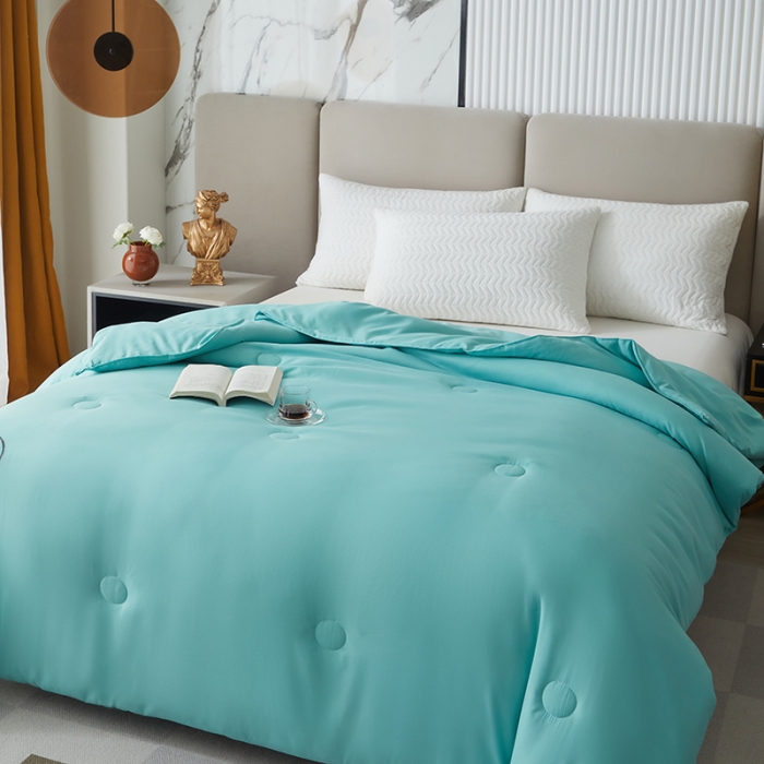 91家纺网 家纺一手货源 找家纺 爱宝被业 2025新款亲肤棉被被子被芯系列 水绿色