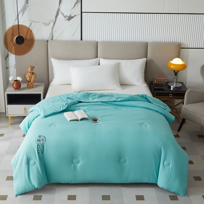 91家纺网 家纺一手货源 找家纺 爱宝被业 2025新款亲肤棉被被子被芯系列 水绿色
