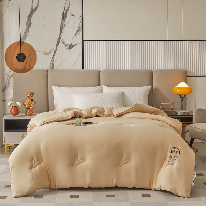 91家纺网 家纺一手货源 找家纺 爱宝被业 2025新款亲肤棉被被子被芯系列 驼色