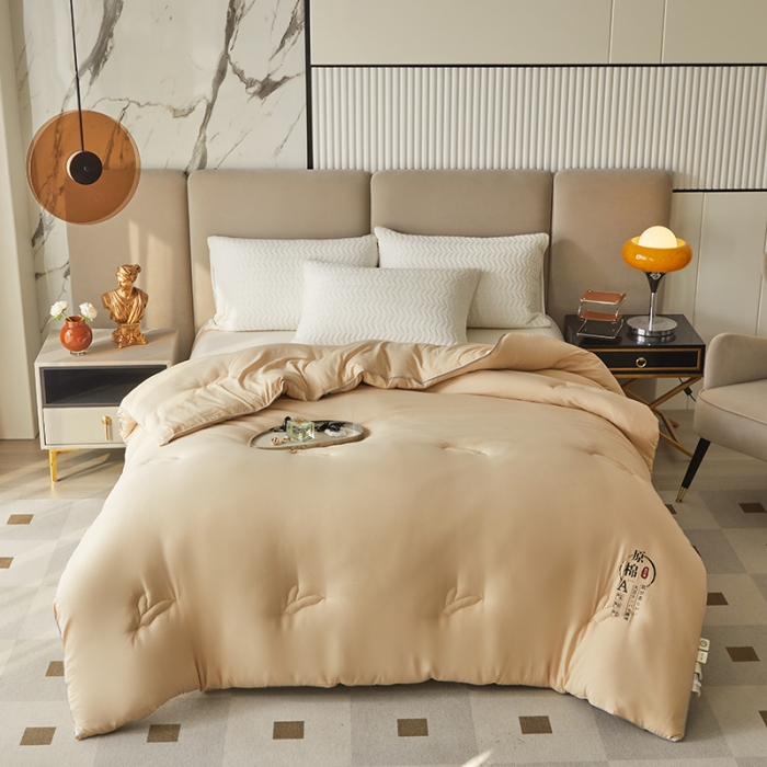 91家纺网 家纺一手货源 找家纺 爱宝被业 2025新款亲肤棉被被子被芯系列 驼色