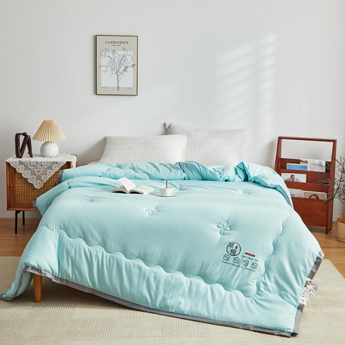 91家纺网 家纺一手货源 找家纺 爱宝被业 2025新款原棉泡泡纱被被子被芯系列 水绿