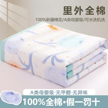 91家纺网 家纺一手货源 找家纺 鑫棉坊 2023新款纯棉新疆棉花印花夏被 仙本娜-绿