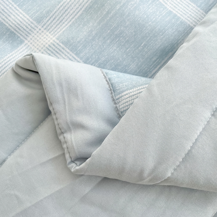 91家纺网 家纺一手货源 找家纺 慕尚 2025新款无印风夏被 棋盘格蓝