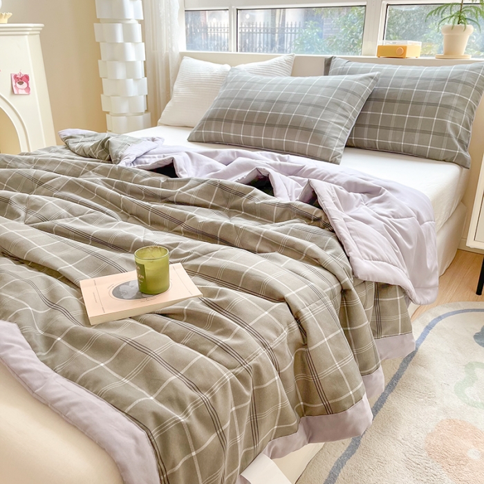 91家纺网 家纺一手货源 找家纺 慕尚 2025新款无印风夏被 洛卡灰绿