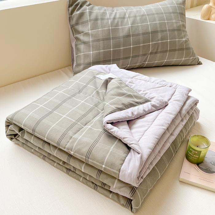 91家纺网 家纺一手货源 找家纺 慕尚 2025新款无印风夏被 洛卡灰绿