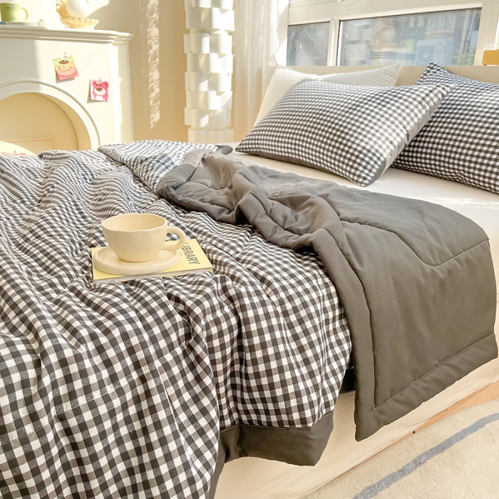 91家纺网 家纺一手货源 找家纺 慕尚 2025新款无印风夏被 布丁黑