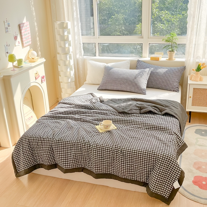 91家纺网 家纺一手货源 找家纺 慕尚 2025新款无印风夏被 布丁黑