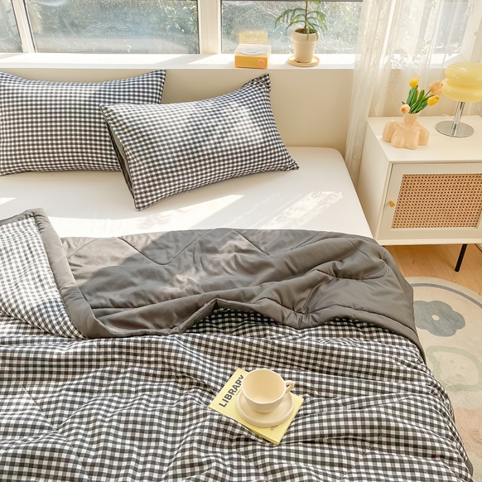 91家纺网 家纺一手货源 找家纺 慕尚 2025新款无印风夏被 布丁黑