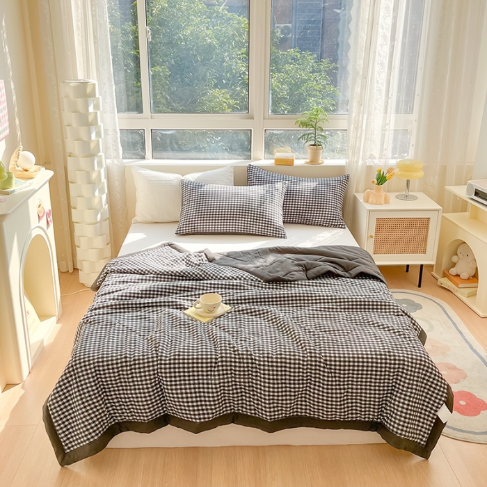 91家纺网 家纺一手货源 找家纺 慕尚 2025新款无印风夏被 布丁黑