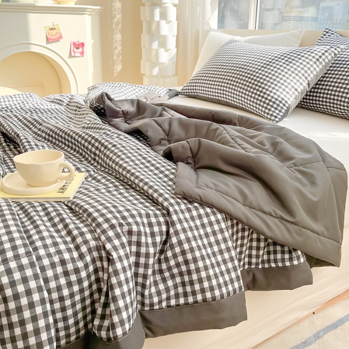 91家纺网 家纺一手货源 找家纺 慕尚 2025新款无印风夏被 布丁黑