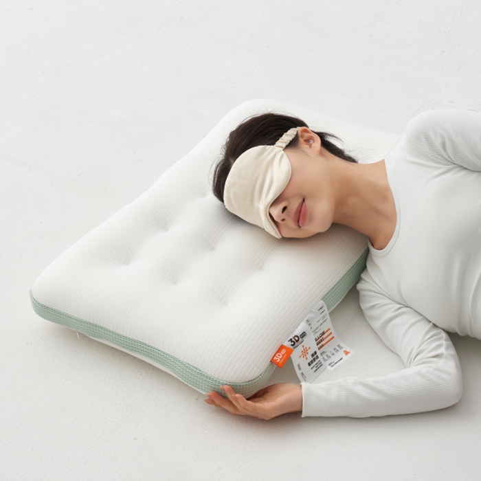 91家纺网 家纺一手货源 找家纺 2023新款3D科技水洗枕 透气网眼低枕芯按摩针织枕头