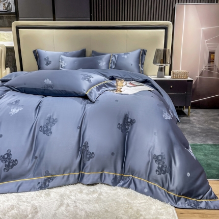 91家纺网 家纺一手货源 找家纺 （总）经年 2023年潮流熊60S贡缎提花水洗真丝天丝四件套