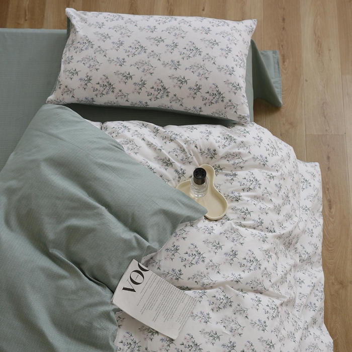 91家纺网 家纺一手货源 找家纺 绫韵家纺 2023新款全棉13772ins小清新印花纯棉四件套 莱茵春色