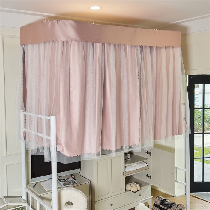 91家纺网 家纺一手货源 找家纺 新太阳2025新款纯色U型轨道学生遮光蚊帐-终版 U型轨道遮光玉色