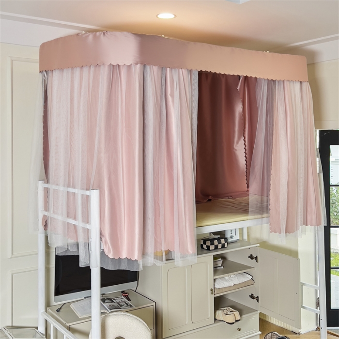 91家纺网 家纺一手货源 找家纺 新太阳2025新款纯色U型轨道学生遮光蚊帐-终版 U型轨道遮光玉色