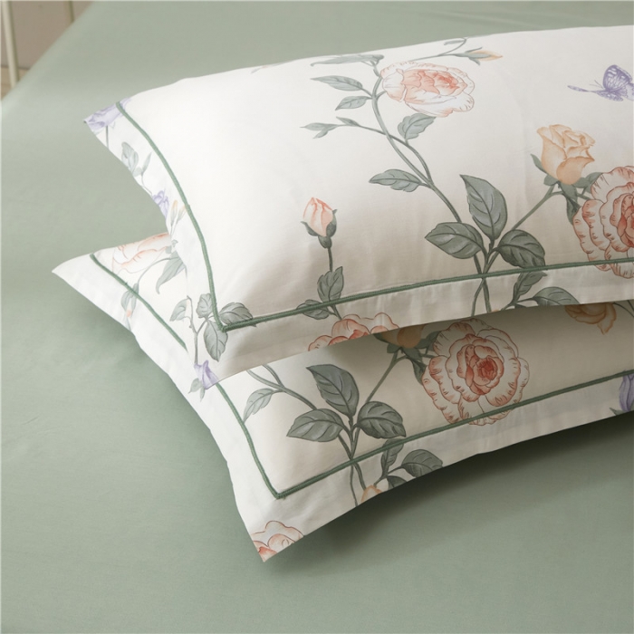 91家纺网 家纺一手货源 找家纺 沐白家居 2023全棉13376全棉印花四件套 红藤曼