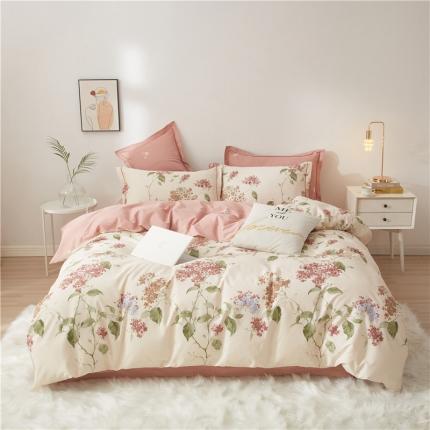 沐白家居 2023全棉13376全棉印花四件套 南枝-粉