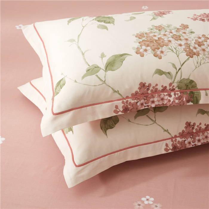 91家纺网 家纺一手货源 找家纺 沐白家居 2023全棉13376全棉印花四件套 南枝-粉