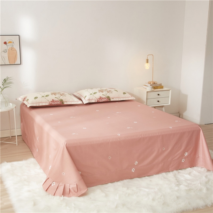 91家纺网 家纺一手货源 找家纺 沐白家居 2023全棉13376全棉印花四件套 南枝-粉