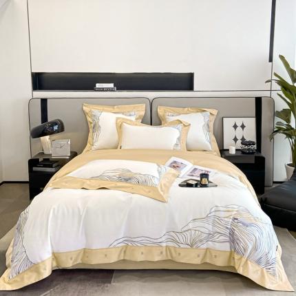 91家纺网 家纺一手货源 找家纺 品家居2025新款全棉长绒棉四件套 卡恩-香槟