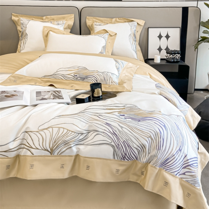 91家纺网 家纺一手货源 找家纺 品家居2025新款全棉长绒棉四件套 卡恩-香槟