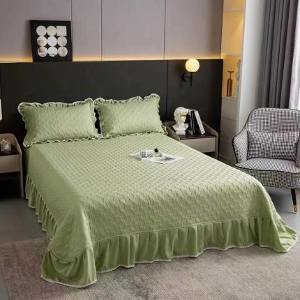 91家纺网 家纺一手货源 找家纺 （总）希朵家纺 2023新款夹棉纯色简约床盖床裙三件套