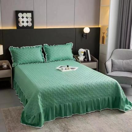 91家纺网 家纺一手货源 找家纺 （总）希朵家纺 2023新款夹棉纯色简约床盖床裙三件套