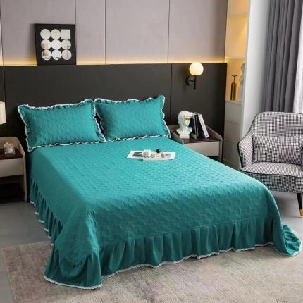 91家纺网 家纺一手货源 找家纺 （总）希朵家纺 2023新款夹棉纯色简约床盖床裙三件套