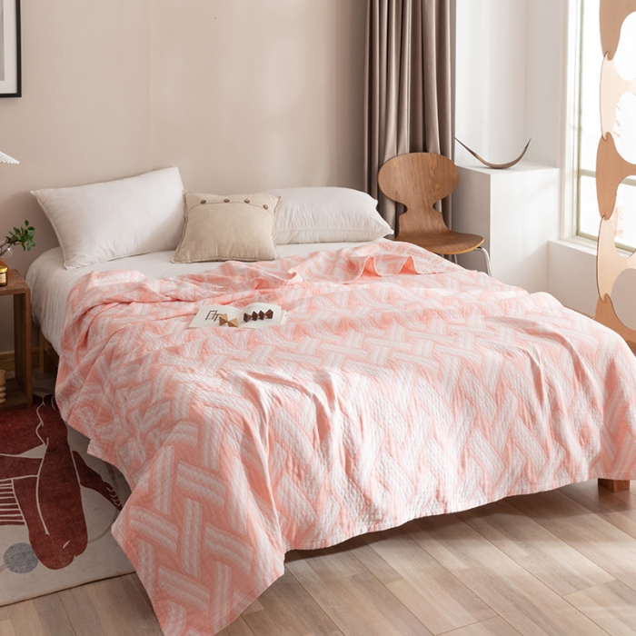 91家纺网 家纺一手货源 找家纺 朴尔家纺 2023新款塞尚风格水洗全棉三层毛巾 格里尼-粉