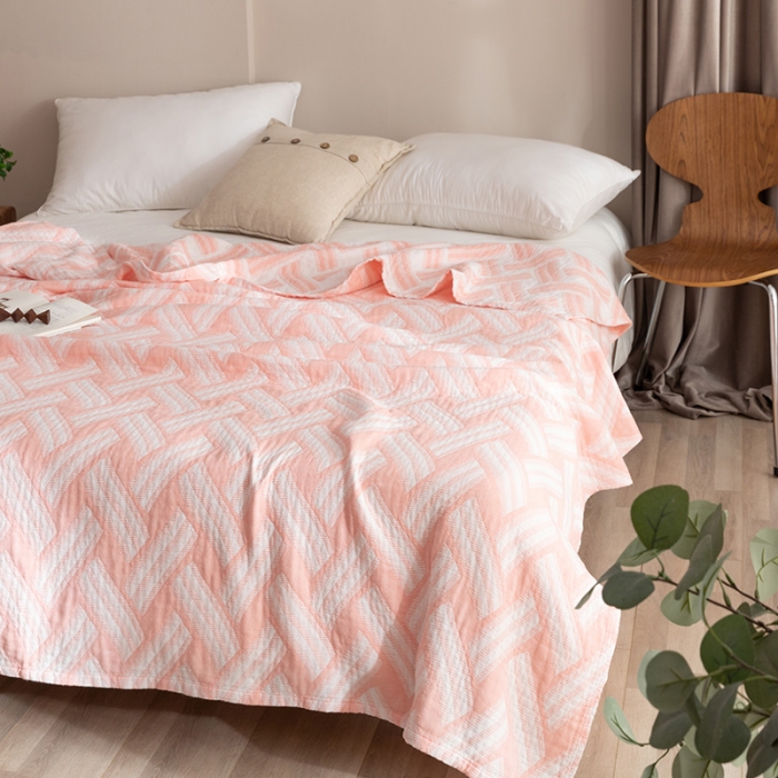 91家纺网 家纺一手货源 找家纺 朴尔家纺 2023新款塞尚风格水洗全棉三层毛巾 格里尼-粉