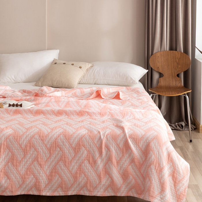 91家纺网 家纺一手货源 找家纺 朴尔家纺 2023新款塞尚风格水洗全棉三层毛巾 格里尼-粉