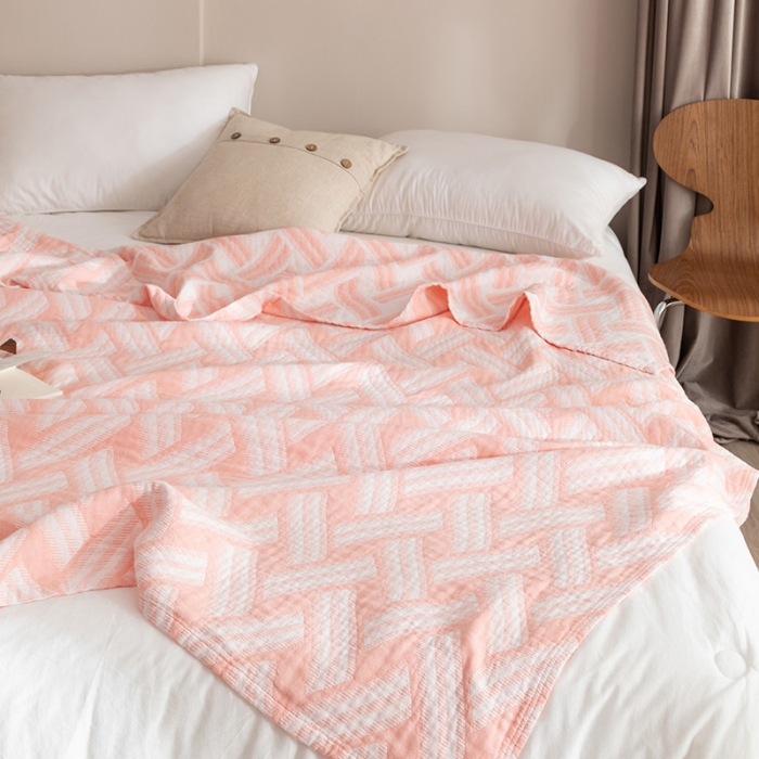 91家纺网 家纺一手货源 找家纺 朴尔家纺 2023新款塞尚风格水洗全棉三层毛巾 格里尼-粉