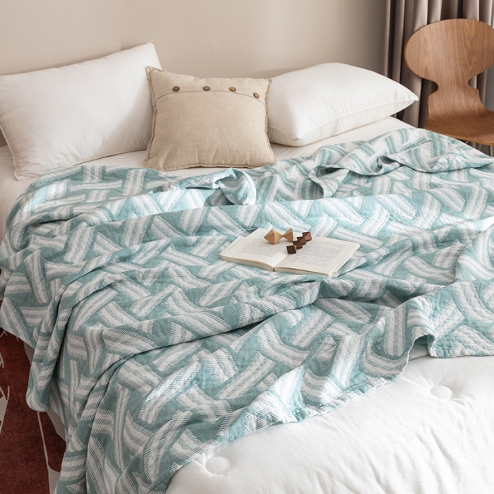 91家纺网 家纺一手货源 找家纺 朴尔家纺 2023新款塞尚风格水洗全棉三层毛巾 格里尼-绿