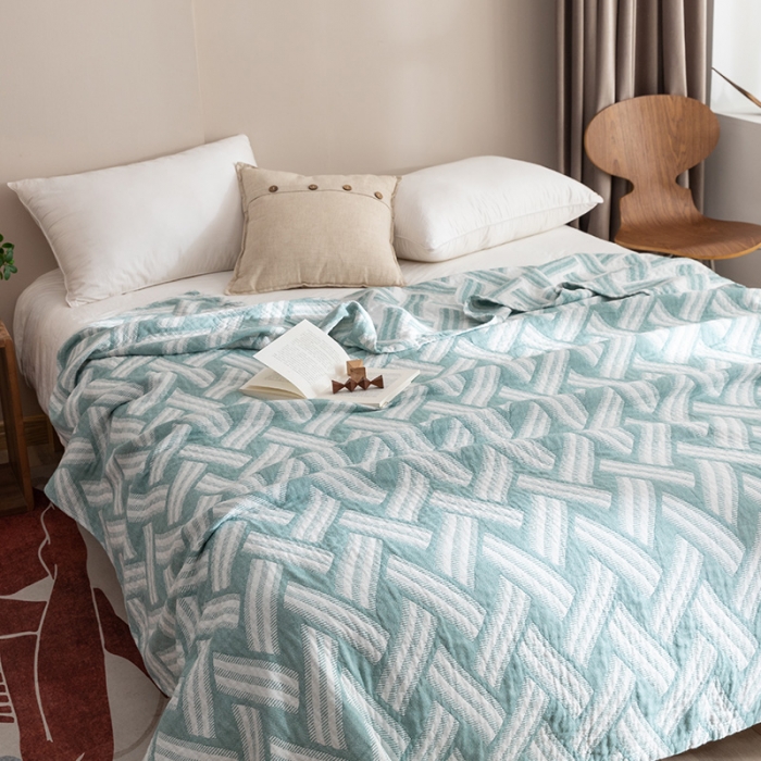 91家纺网 家纺一手货源 找家纺 朴尔家纺 2023新款塞尚风格水洗全棉三层毛巾 格里尼-绿