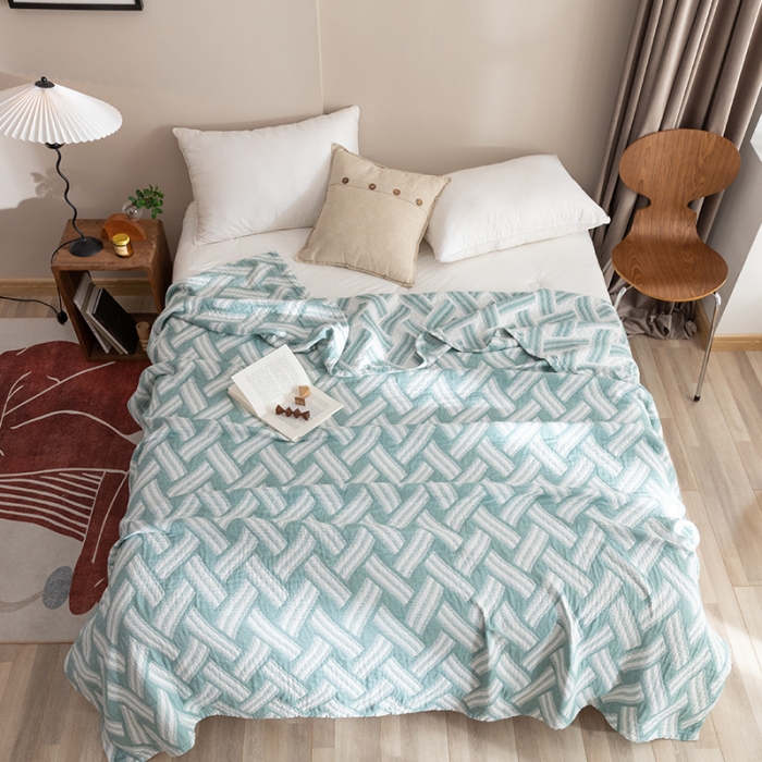 91家纺网 家纺一手货源 找家纺 朴尔家纺 2023新款塞尚风格水洗全棉三层毛巾 格里尼-绿