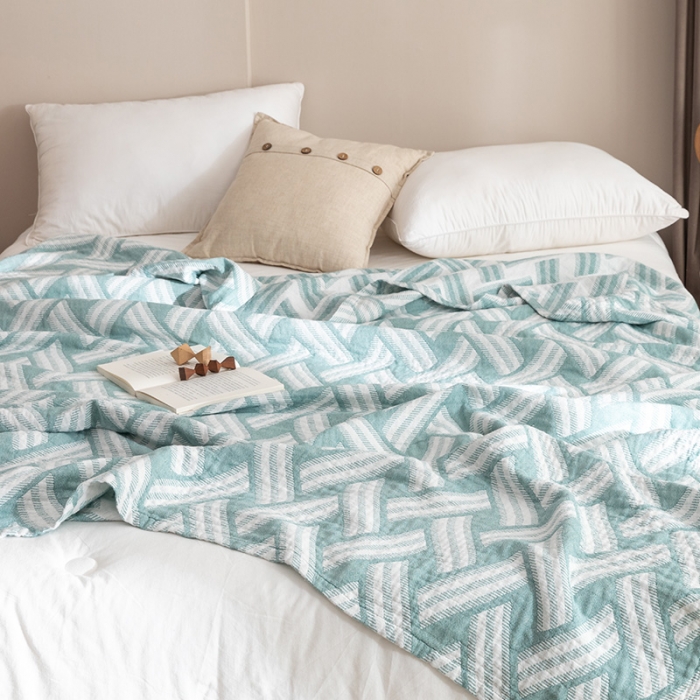 91家纺网 家纺一手货源 找家纺 朴尔家纺 2023新款塞尚风格水洗全棉三层毛巾 格里尼-绿