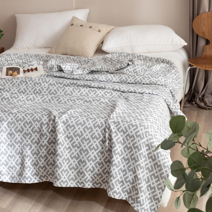 91家纺网 家纺一手货源 找家纺 朴尔家纺 2023新款塞尚风格水洗全棉三层毛巾 格林-灰