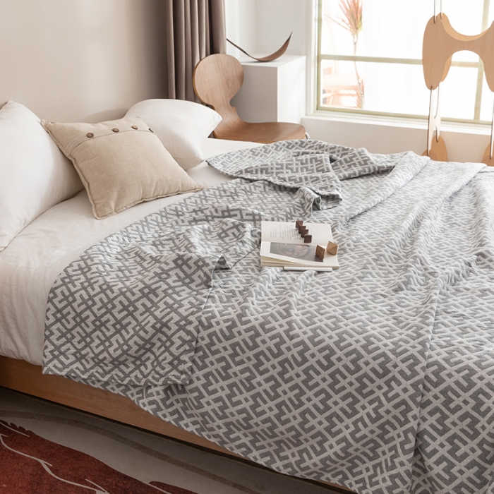 91家纺网 家纺一手货源 找家纺 朴尔家纺 2023新款塞尚风格水洗全棉三层毛巾 格林-灰