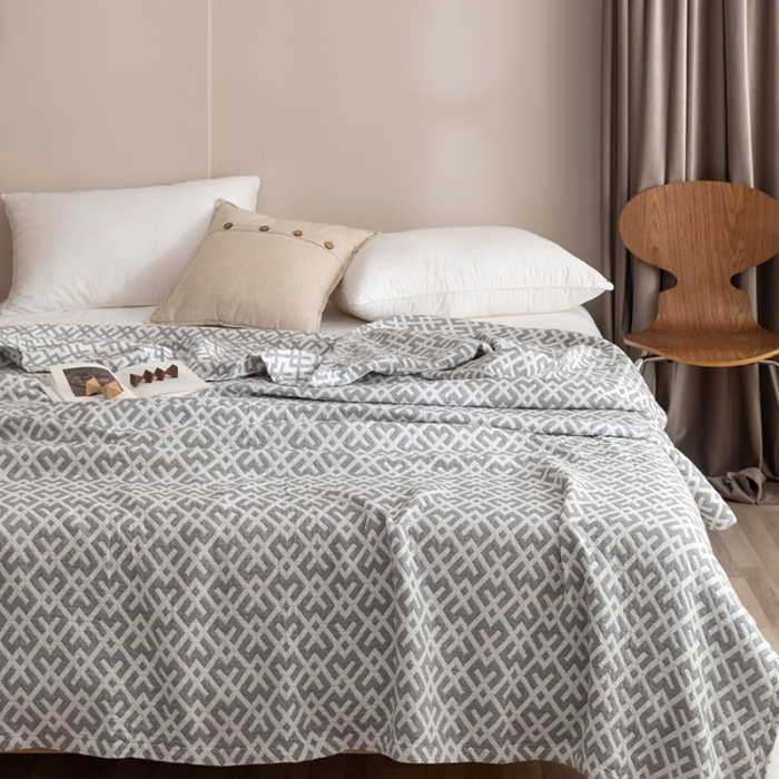 91家纺网 家纺一手货源 找家纺 朴尔家纺 2023新款塞尚风格水洗全棉三层毛巾 格林-灰