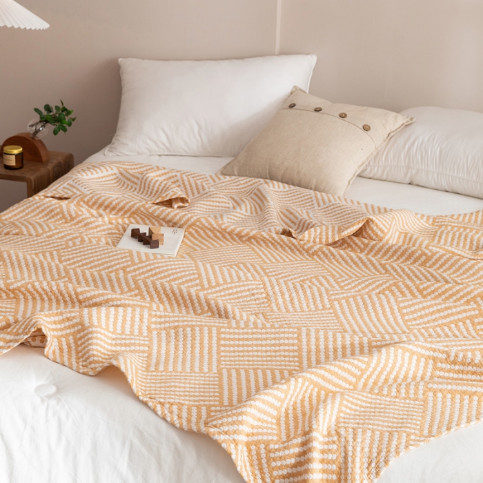 91家纺网 家纺一手货源 找家纺 朴尔家纺 2023新款塞尚风格水洗全棉三层毛巾 慕斯-黄