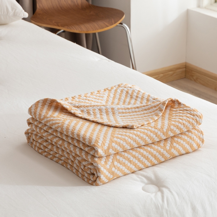 91家纺网 家纺一手货源 找家纺 朴尔家纺 2023新款塞尚风格水洗全棉三层毛巾 慕斯-黄