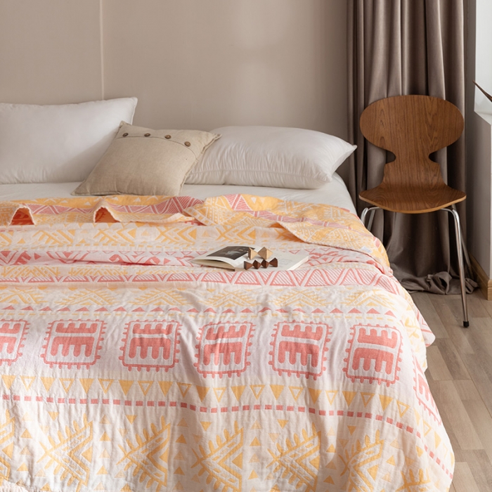 91家纺网 家纺一手货源 找家纺 朴尔家纺 2023新款塞尚风格水洗全棉三层毛巾 西雅图-粉