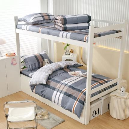 91家纺网 家纺一手货源 找家纺 拾物记 2023新款全棉喷气花卉条纹格子系列学生三件套 汤布朗