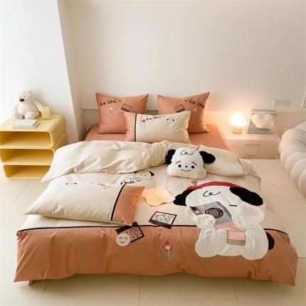 91家纺网 家纺一手货源 找家纺 （总）星野 2023新款100支双股澳棉提花四件套-狗狗日记