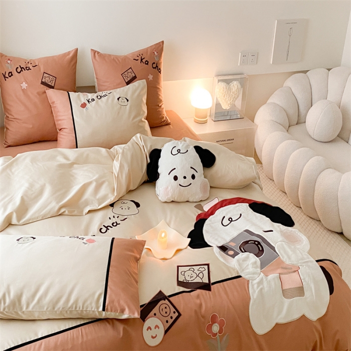 91家纺网 家纺一手货源 找家纺 （总）星野 2023新款100支双股澳棉提花四件套-狗狗日记