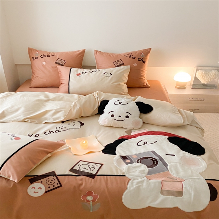 91家纺网 家纺一手货源 找家纺 （总）星野 2023新款100支双股澳棉提花四件套-狗狗日记