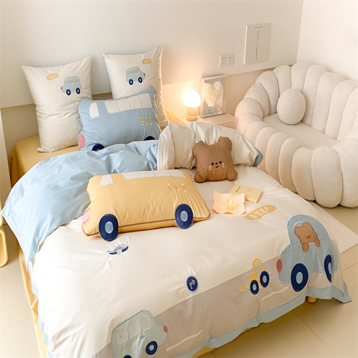 91家纺网 家纺一手货源 找家纺 （总）星野 2023新款100支双股澳棉提花四件套-公路奇遇记